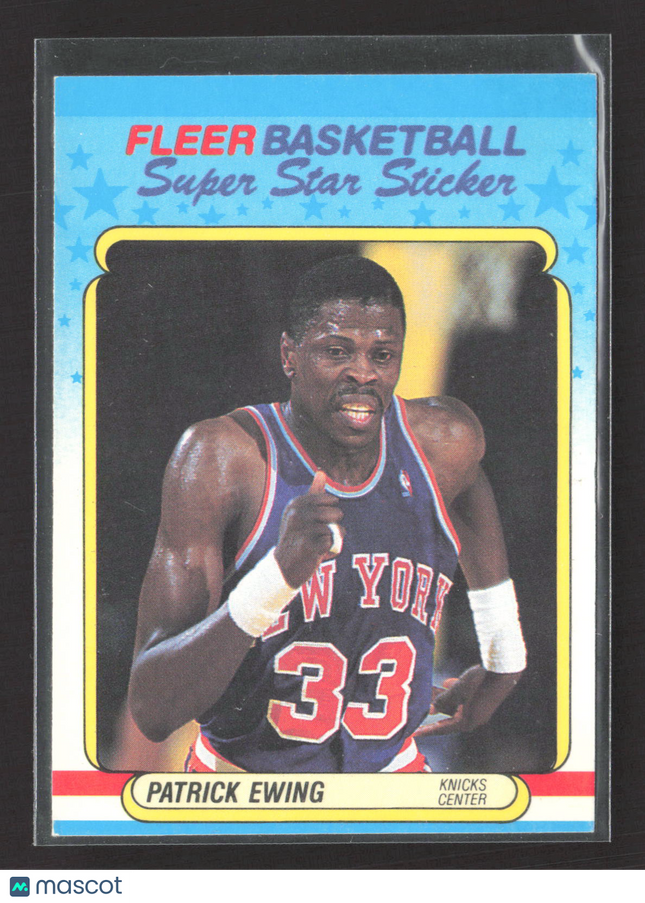 1988 Fleer Basketball Super Star Sticker Patrick Ewing #5