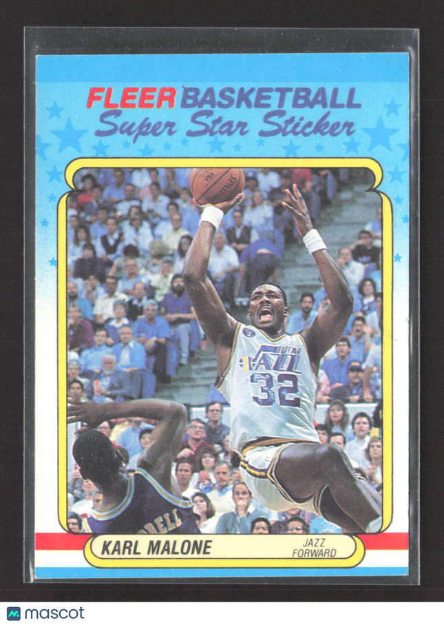 1987 Fleer Basketball Super Star Sticker Karl Malone #8