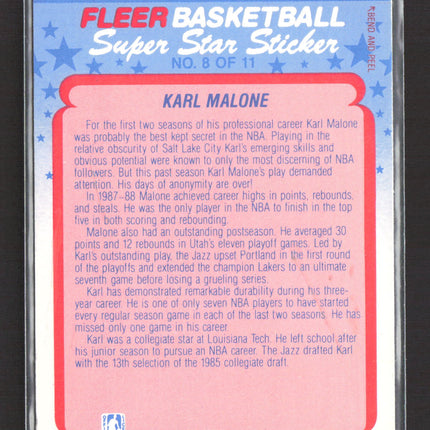 1987 Fleer Basketball Super Star Sticker Karl Malone #8