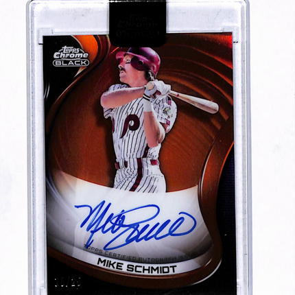 2022 Topps Chrome Black Mike Schmidt #CBA-MS Orange Refractor 10/25 Auto
