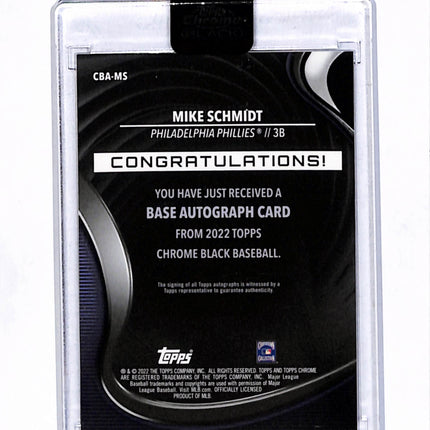 2022 Topps Chrome Black Mike Schmidt #CBA-MS Orange Refractor 10/25 Auto