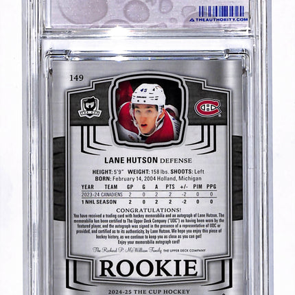 2024 Upper Deck The Cup Lane Hutson #149 Rookie Patch Auto /99