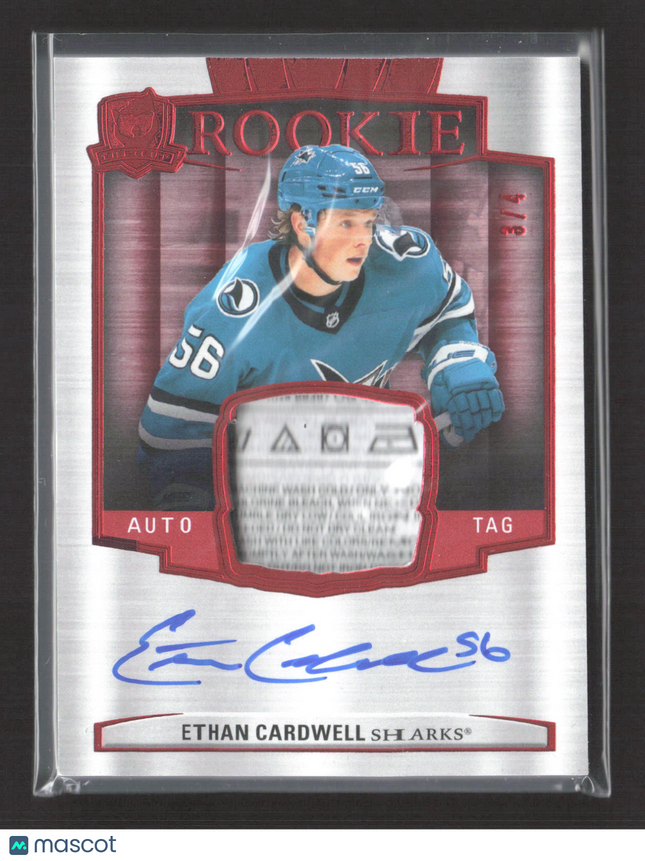 2025 Upper Deck The Cup Ethan Cardwell #179 Rookie Auto Tag Laundry Tag Patch /4