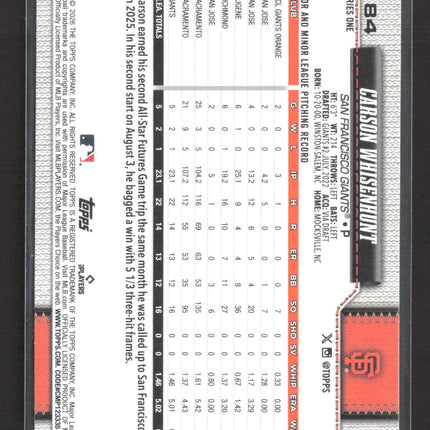 2025 Topps Series 1 Carson Whisenhunt #184 Team Border  RC