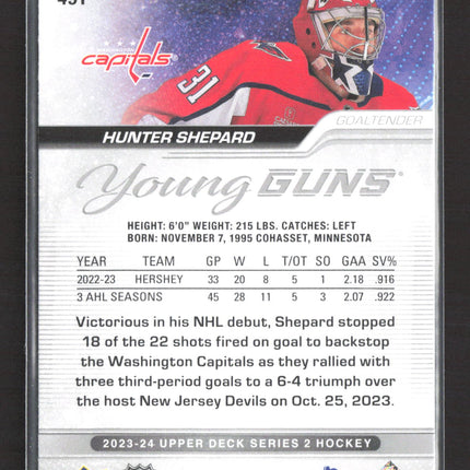 2024 Upper Deck Series 2 Young Guns Hunter Shepard #491