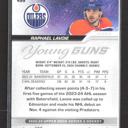 2023 Upper Deck Series 2 Young Guns Raphael Lavoie #499
