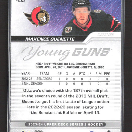 2024 Upper Deck Series 2 Young Guns Maxence Guenette #455