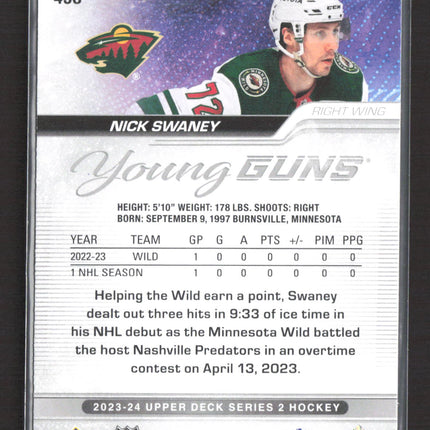 2024 Upper Deck Series 2 Hockey Young Guns Nick Swaney #458