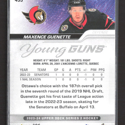 2024 Upper Deck Series 2 Young Guns Maxence Guenette #455