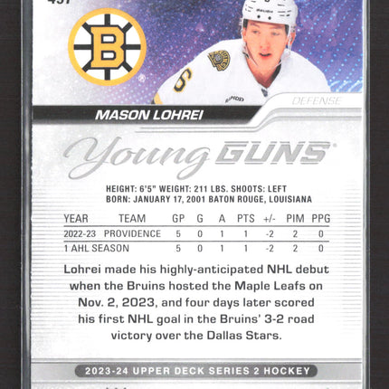 2024 Upper Deck Series 2 Hockey Young Guns Mason Lohrei #497
