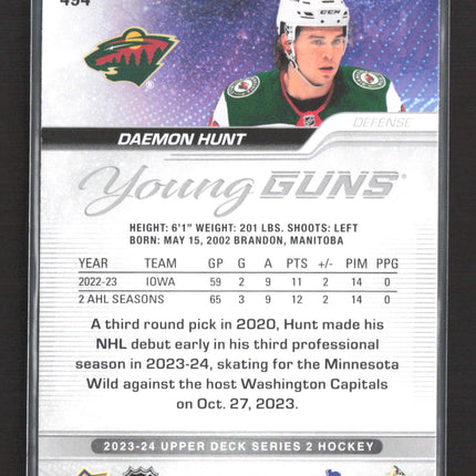 2024 Upper Deck Series 2 Young Guns Daemon Hunt #494