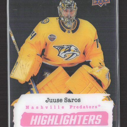 2024 Upper Deck Series 2 Highlighters Juuse Saros #HL-24 Pink