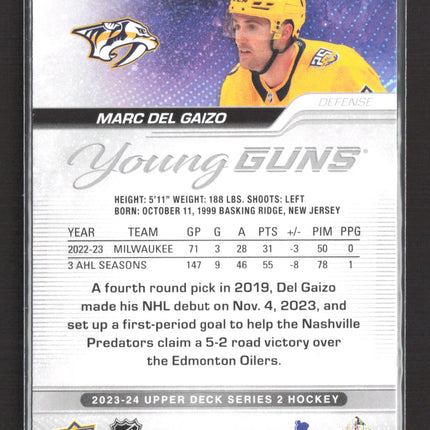 2024 Upper Deck Series 2 Young Guns Marc Del Gaizo #498