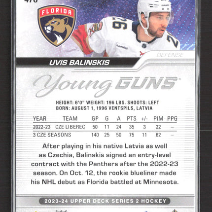 2023 Upper Deck Series 2 Hockey Young Guns Uvis Balinskis #476