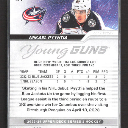 2024 Upper Deck Series 2 Young Guns Mikael Pyyhtia #477