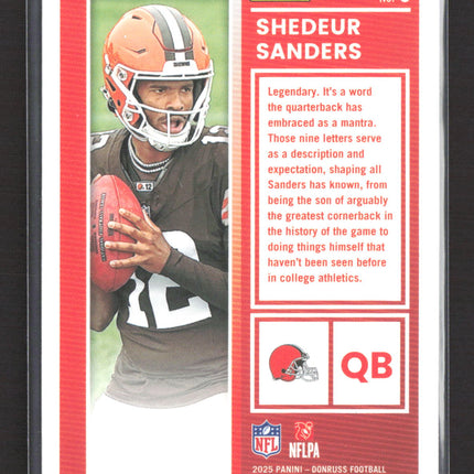2025 Panini Donruss Football The Rookies Shedeur Sanders #5 Red Checkerboard