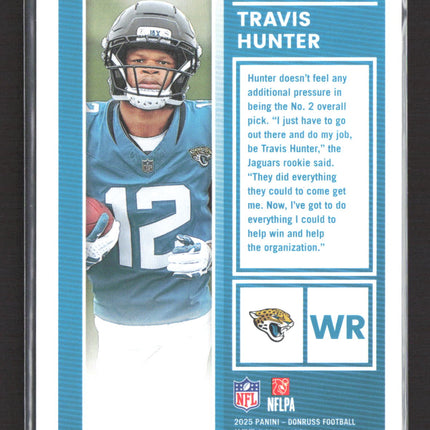 2025 Panini Donruss Football The Rookies Travis Hunter #3 Green Checkerboard