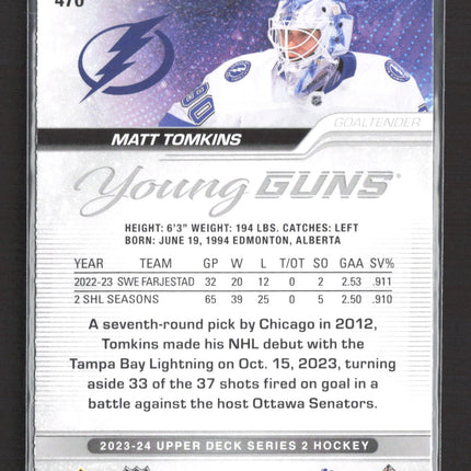2024 Upper Deck Series 2 Young Guns Matt Tomkins #470