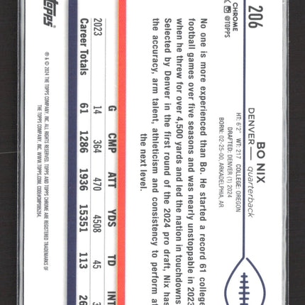 2024 Topps Chrome Bo Nix #206 RC