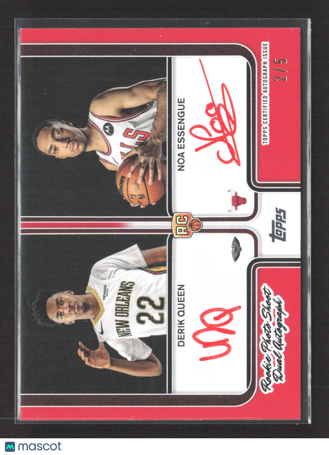 2025 Topps Rookie Photo Shoot Dual Auto Noa Essengue Derik Queen #RPD-NE Red /5