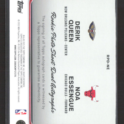 2025 Topps Rookie Photo Shoot Dual Auto Noa Essengue Derik Queen #RPD-NE Red /5