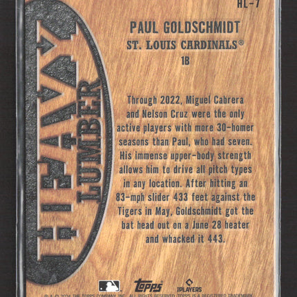 2024 Topps Heavy Lumber Paul Goldschmidt #HL-7 Wood