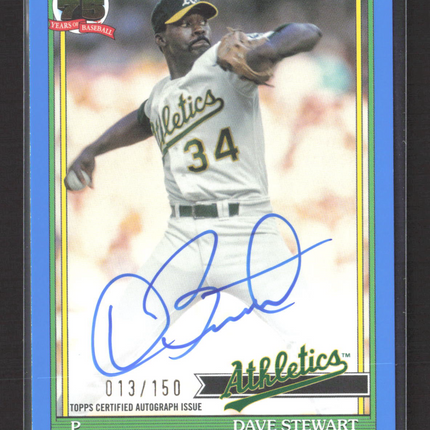 2026 Topps 75th Anniversary 1991 Topps Auto Dave Stewart #91A-DSTE Blue 013/150