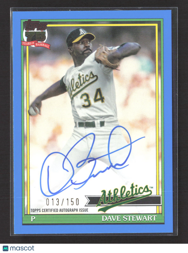 2026 Topps 75th Anniversary 1991 Topps Auto Dave Stewart #91A-DSTE Blue 013/150