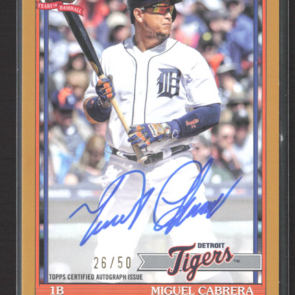 2026 Topps Baseball 1991 Topps Auto Card Miguel Cabrera #91A-MC Gold 26/50