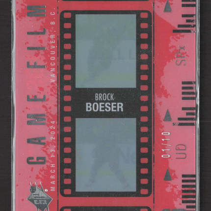 2025 Upper Deck SPx Game Film Brock Boeser #GF-5 Red 01/10