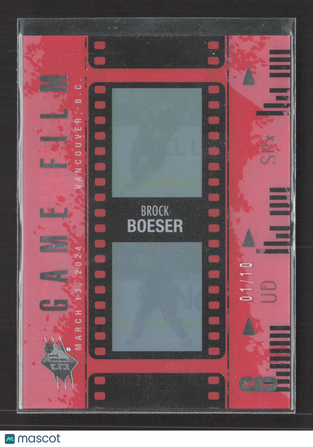 2025 Upper Deck SPx Game Film Brock Boeser #GF-5 Red 01/10