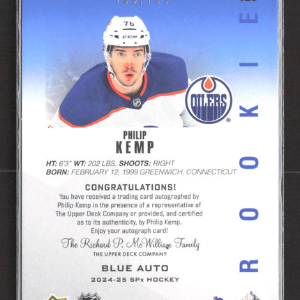 2025 Upper Deck SPx Philip Kemp #125 Blue Auto 193/199