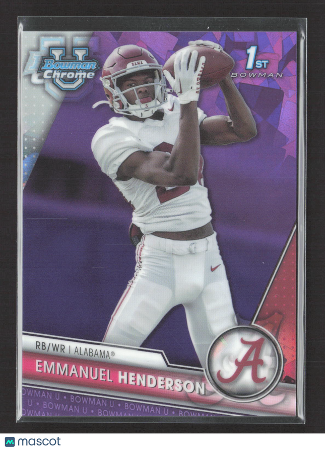 2023 Bowman Chrome University Emmanuel Henderson #38 Purple Sapphire 02/10 1st