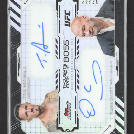 2025 Finest UFC Thoughts From The Boss Dana White Tom Aspinall Black /25 Auto