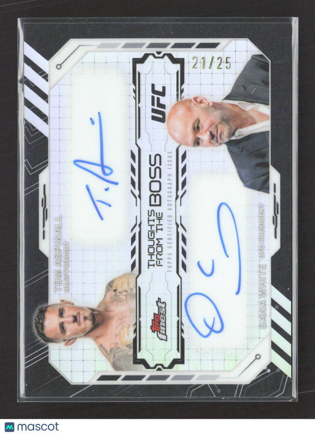 2025 Finest UFC Thoughts From The Boss Dana White Tom Aspinall Black /25 Auto