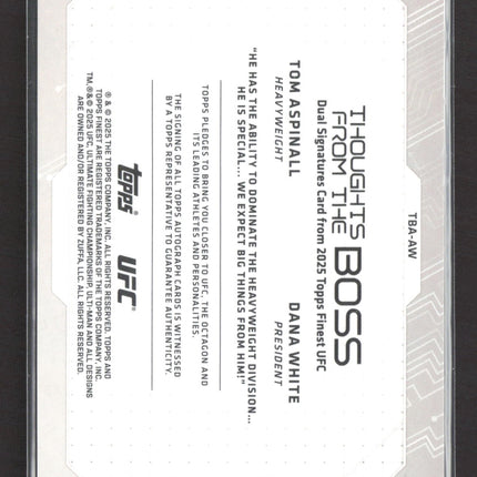 2025 Finest UFC Thoughts From The Boss Dana White Tom Aspinall Black /25 Auto