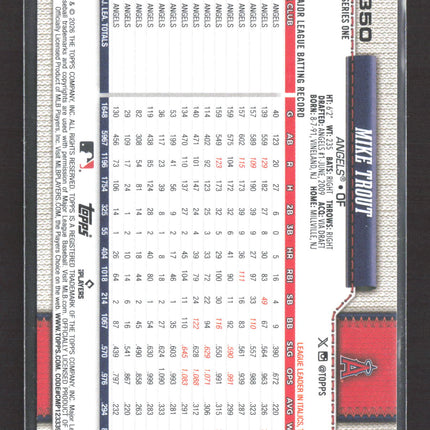 2026 Topps Series One Mike Trout #350 True Photo