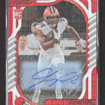 2022 Panini Absolute Football Jerome Ford #171 Red 27/50 RC Auto
