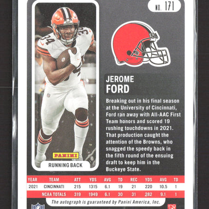 2022 Panini Absolute Football Jerome Ford #171 Red 27/50 RC Auto