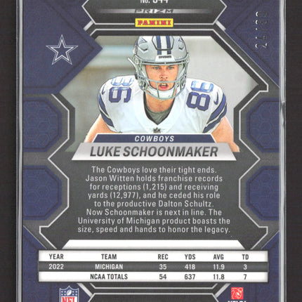 2023 Panini Mosaic Prizm Luke Schoonmaker #344 Red Yellow /80