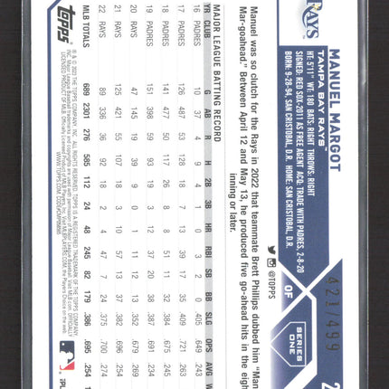 2023 Topps Series One Manuel Margot #204 Green Foilboard 421/499