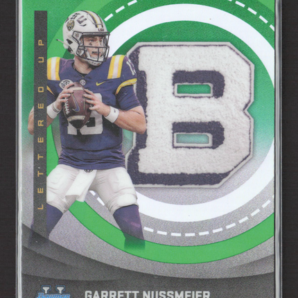 2025 Topps Bowman Chrome Lettered Up Garrett Nussmeier #LU-3 Green 42/99
