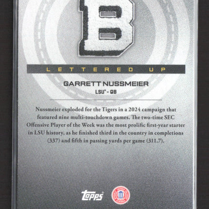 2025 Topps Bowman Chrome Lettered Up Garrett Nussmeier #LU-3 Green 42/99