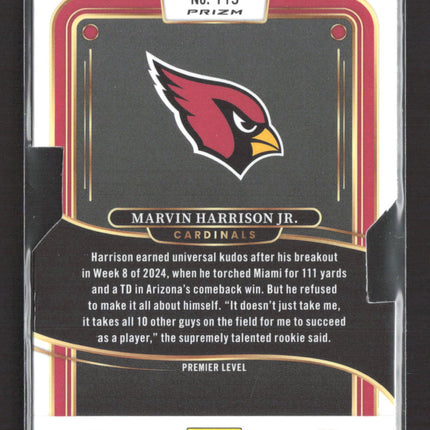 2025 Panini Select Prizm Marvin Harrison Jr. #115 RC Silver Die Cut