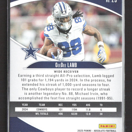2025 Panini Absolute Football CeeDee Lamb #29 Star Light 280/325