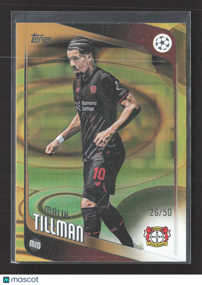 2026 Topps UEFA Champions League Malik Tillman #24 Gold 26/50