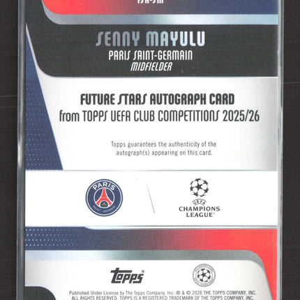 2026 Topps UEFA Club Competitions Future Stars Autograph Senny Mayulu #FSA-SM