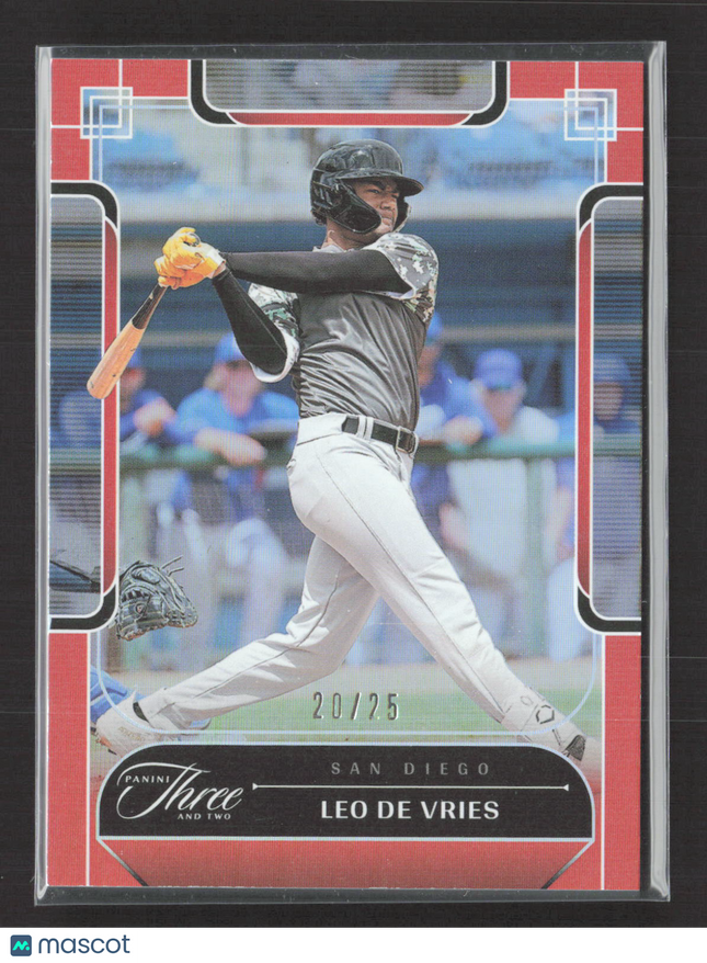 2024 Panini Three and Two Baseball Leo De Vries #6 Red 20/25
