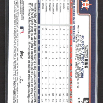 2025 Topps Chrome Bryan King #RA-BK Red Refractor 1/5 RC Auto