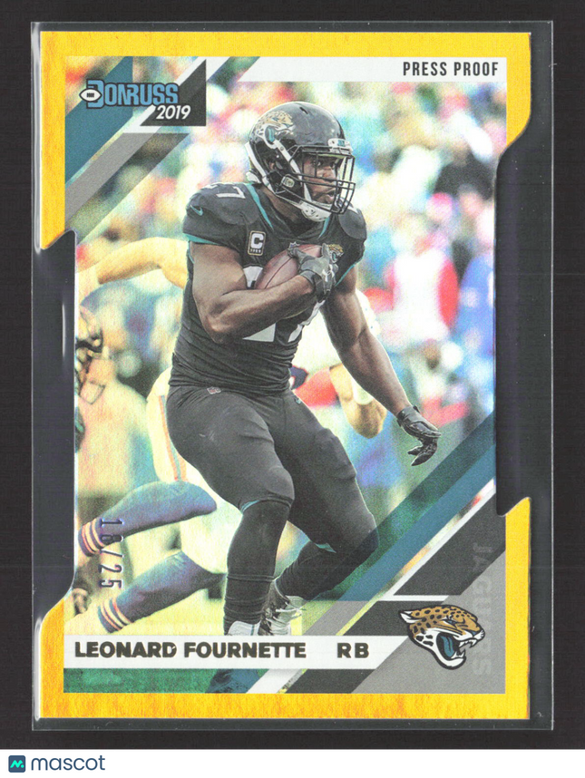 2019 Panini Donruss Leonard Fournette #128 Press Proof Yellow 18/25